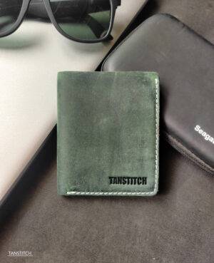 TANSTITCH Bifold Vertical Wallet | Top Grain Leather – Dark Green