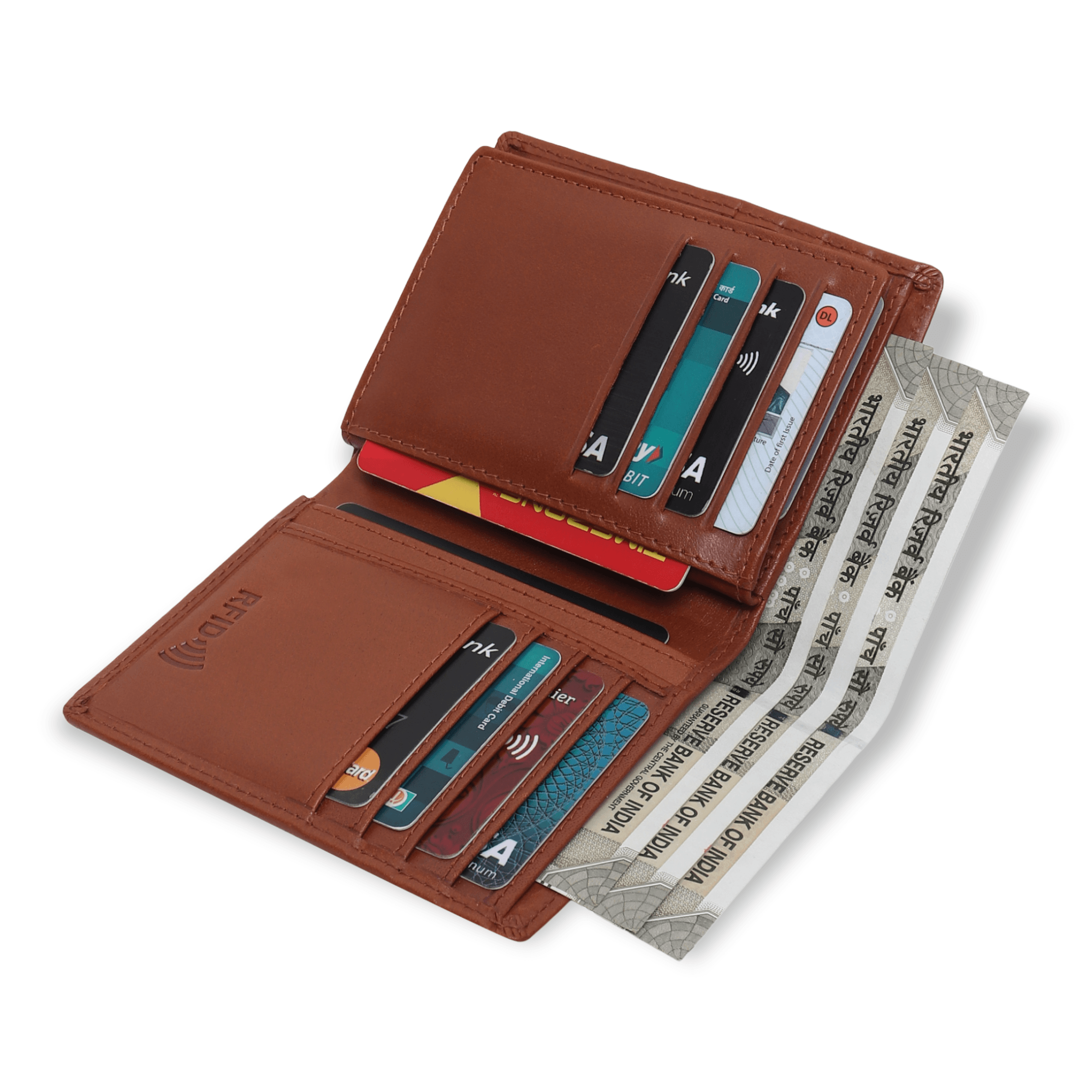 TANSTITCH Bifold Vertical Wallet | RFID Protected | Top Grain Leather ...