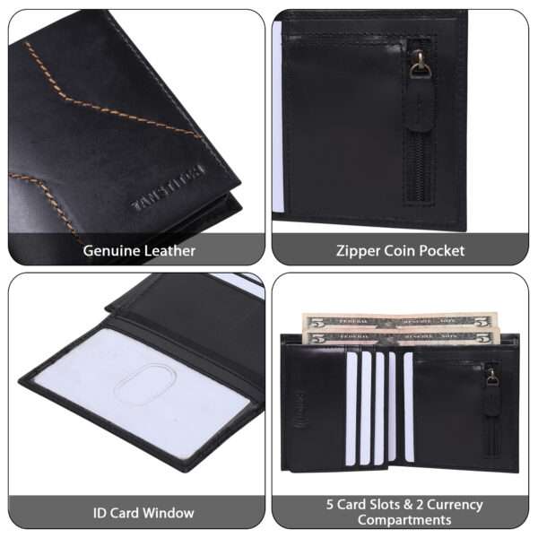 TANSTITCH Bifold Wallet | RFID Protected | Top Grain Leather | Front ...