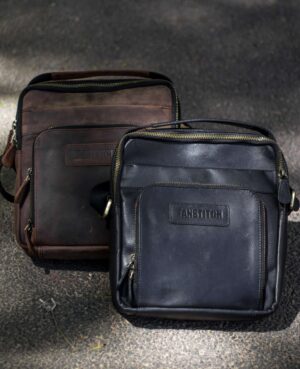 TANSTITCH Full Grain Leather Sling Bag | YKK Metal Zippers & Pullers