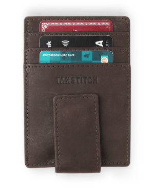 TANSTITCH Bifold Card Holder | Full Grain Leather | Compact Size | RFID Protected | Magnetic Closure