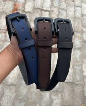 TANSTITCH Leather Casual Belts | Metal Black Buckle | Full Grain Leather