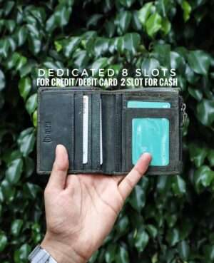 TANSTITCH Bifold Wallet | RFID Protected | Full Grain Leather | Compact Size | YKK Metal Zippers