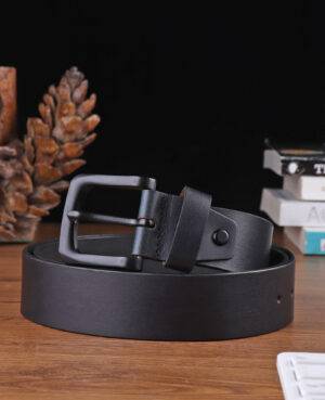 TANSTITCH Leather Casual Belts | Metal Black Buckle | Full Grain Leather | Free Size | Navy Blue