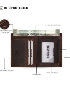 LEO Bifold RFID Protected Vertical Leather Wallet
